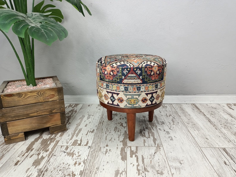 Round pouf stool, Bedroom pouf, Footstool ottoman, Tufted stool, Piano chair, Moroccan pouf, Footrest bench, Make up stool, FS 160
