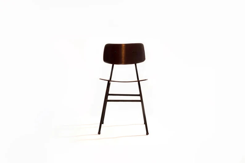 Brown wooden & metallic chair / vintage /