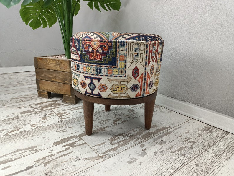 Round pouf stool, Bedroom pouf, Footstool ottoman, Tufted stool, Piano chair, Moroccan pouf, Footrest bench, Make up stool, FS 160
