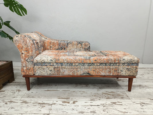 Orange chaise lounge, Upholster Sofa , Wood Window seat, Sofa daybed, Handmade sofa, Boho sofa couch, Reading chair, Armed bench, SOFA 794