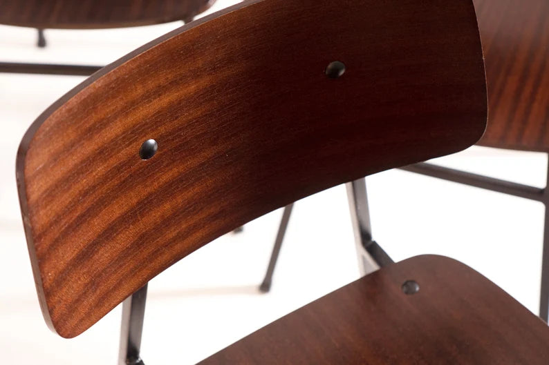 Brown wooden & metallic chair / vintage /