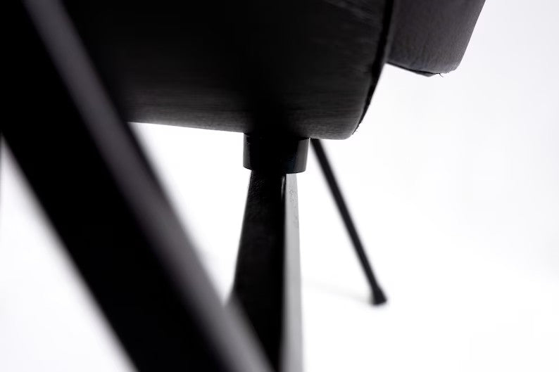 Shell Armchair low / restored / 1956 / designer Niko Kralj / Stol Kamnik / Yugoslavia / black leather / metal / vintage / moma