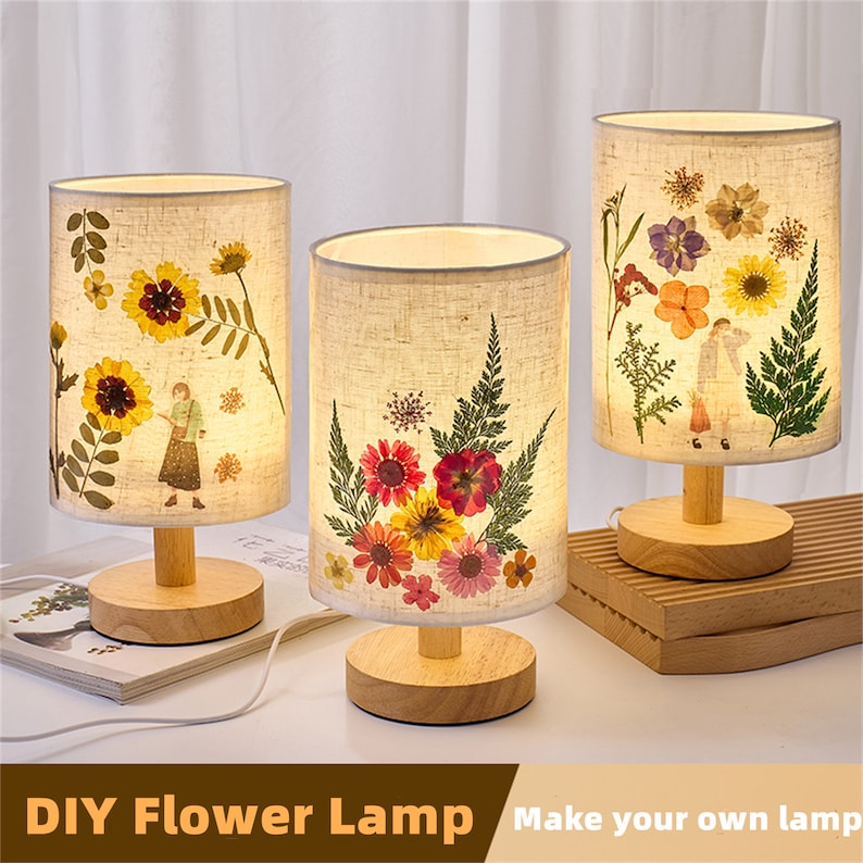 DIY Pressed Flower Bedside Lamps