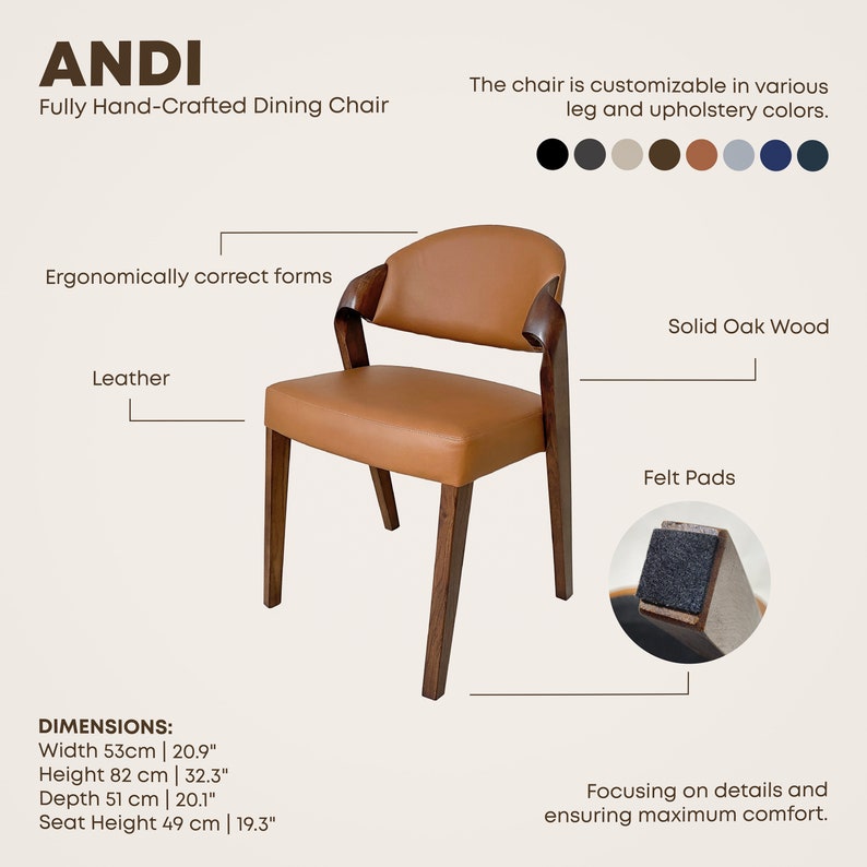 Expertly Crafted Leather Dining Room Chairs - Elegant and Extremely Comfortable for long sitting