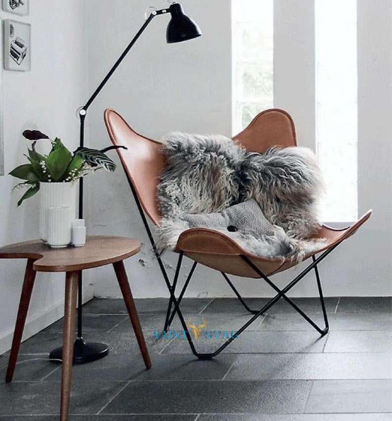 Classic leather Butterfly Chair, Leather BKF, living room luxury, Relaxing Chair, accent chair patio furniture