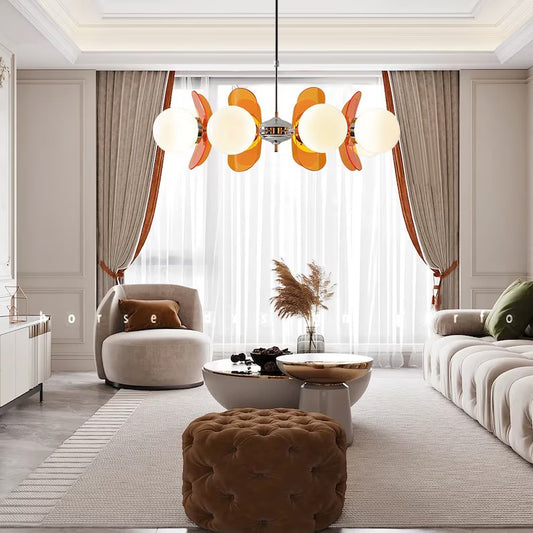 Nordic Mid-century Acrylic Chandelier,Creative Magic Bean Chandelier,Elegant Living Room Home Decor Lights,Colorful Chandelier