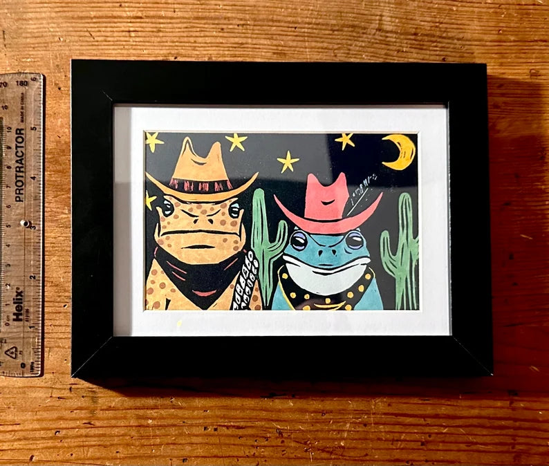 Framed Cowboy Frog Print