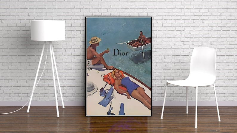Vintage poster, retro art print, 1960s ad poster, fashion poster, Beauty's Sea Nassau, vintage summer art Canvas Ready To Hang