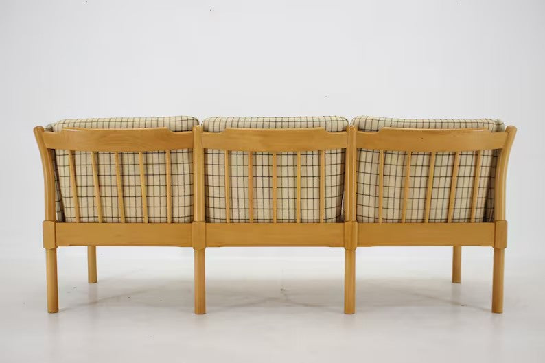 1970s Three Seater Sofa in Beech Wood,Denmark / Vintage Sofa / Beige Colour / Mid-century /