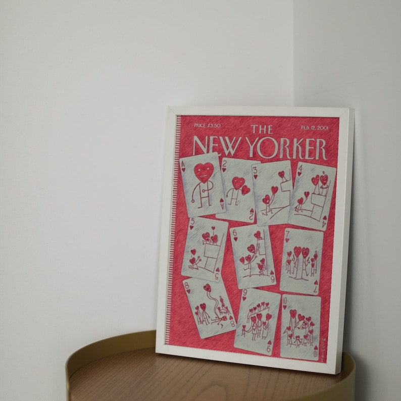 The New Yorker, Hand Drawn Artwork, Valentines Day Inspired, Playing Cards, Premium Matte Paper Poster