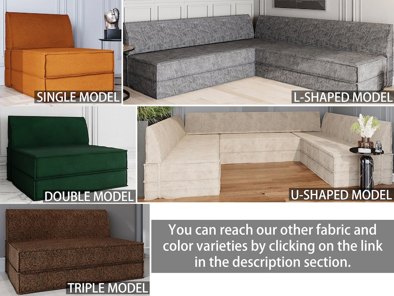 Triple Sectional Sofa - Turkish Floor Sofa Set - Unfolds into Bed - 100+ Colors - Modular Floor Cushion Couch - Living Room Sofa