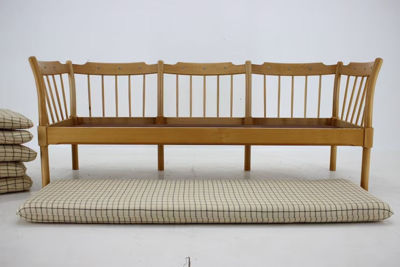 1970s Three Seater Sofa in Beech Wood,Denmark / Vintage Sofa / Beige Colour / Mid-century /