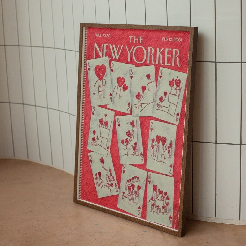The New Yorker, Hand Drawn Artwork, Valentines Day Inspired, Playing Cards, Premium Matte Paper Poster