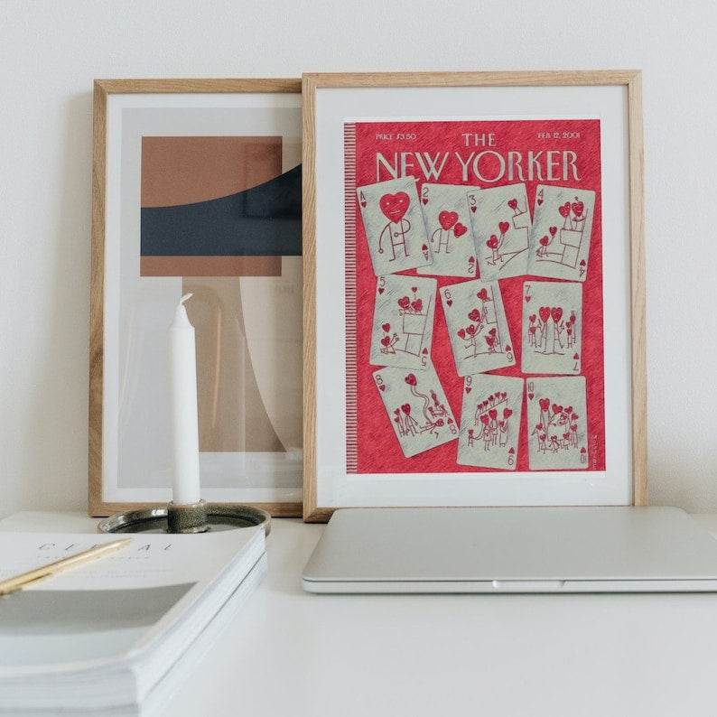 The New Yorker, Hand Drawn Artwork, Valentines Day Inspired, Playing Cards, Premium Matte Paper Poster