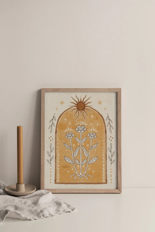 Sun Art Poster Folk Illustration Print