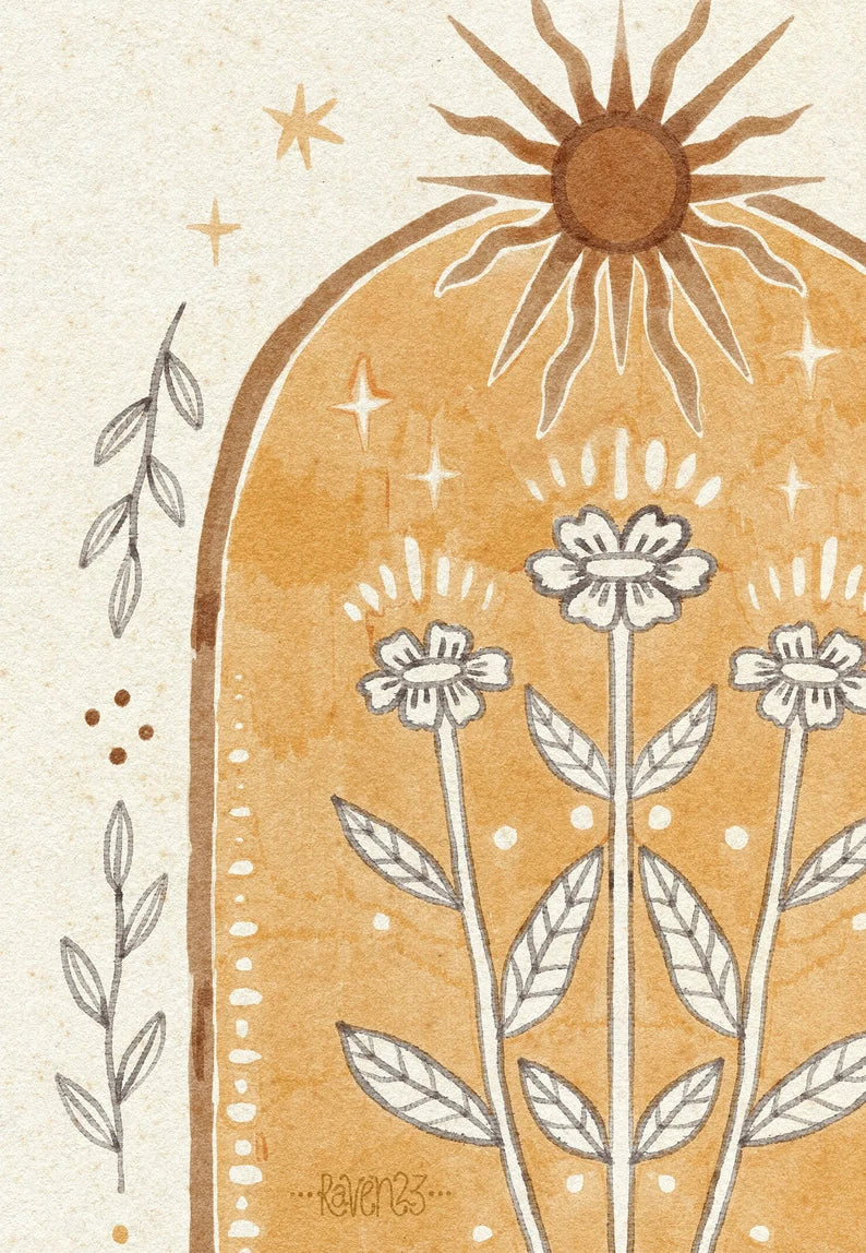 Sun Art Poster Folk Illustration Print