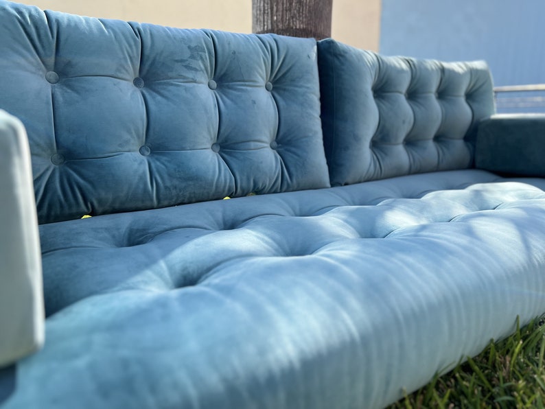 Velvet sofa Velvet floor couch Floor couches , Velvet couches with insert, Boucle couch , included 2 arm rest & 2 back pillows