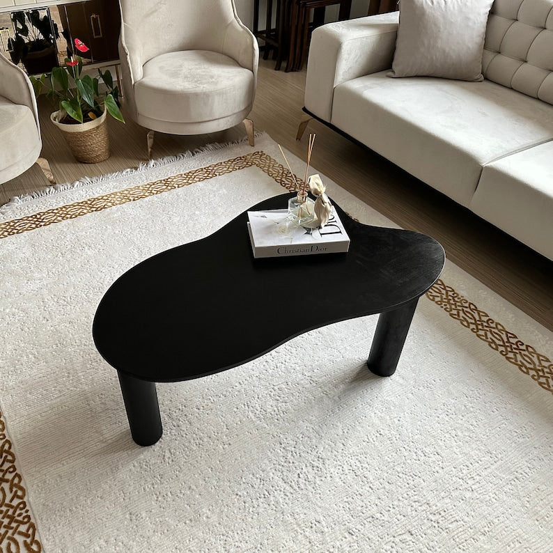 Wooden Coffee Table, Modern Style Coffee Table, Tooth Shape Coffee Table, Thick Legs Coffee Table, Scandinavian Coffee Table