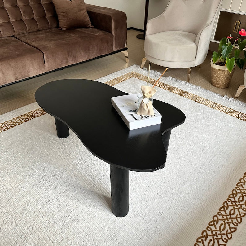 Wooden Coffee Table, Modern Style Coffee Table, Tooth Shape Coffee Table, Thick Legs Coffee Table, Scandinavian Coffee Table