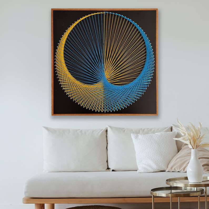 Abstract Decorative Painting Thread Painting Creative Home Furnishings Personalized Handmade Nail Thread Painting