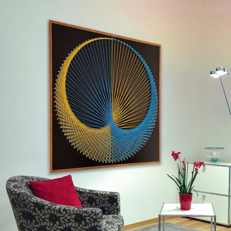 Abstract Decorative Painting Thread Painting Creative Home Furnishings Personalized Handmade Nail Thread Painting