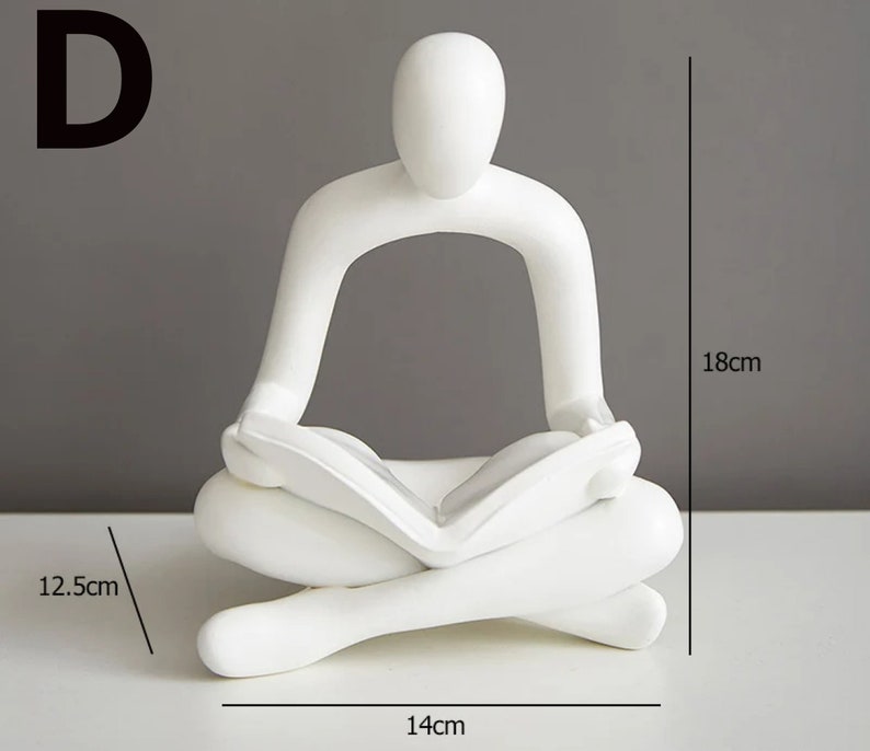 Reading Woman Statue Resin Abstract Thinker Desktop Sculptures