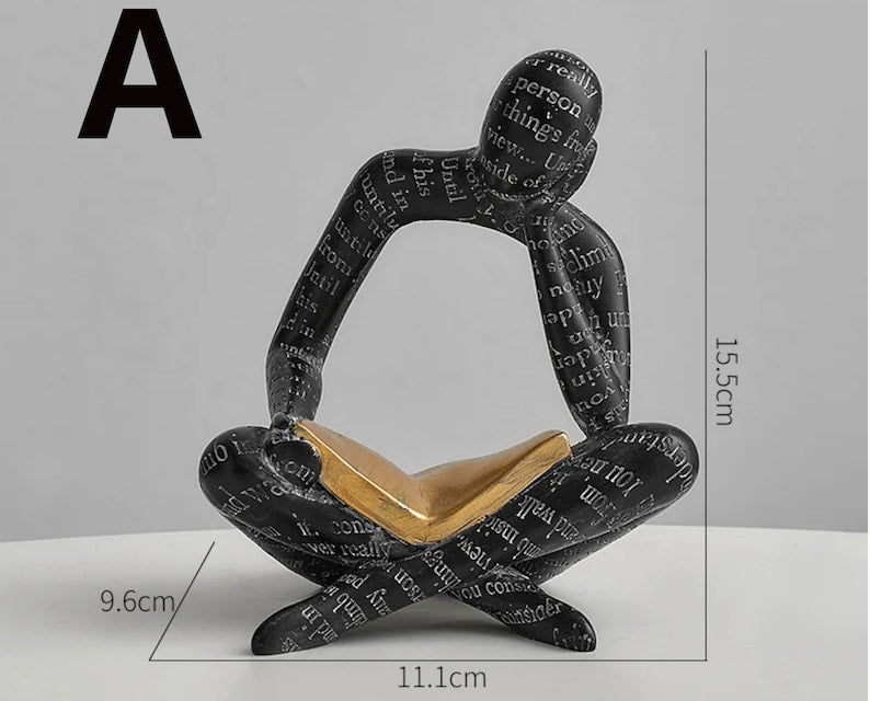Reading Woman Statue Resin Abstract Thinker Desktop Sculptures