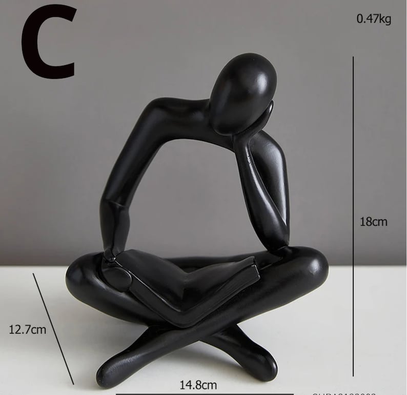Reading Woman Statue Resin Abstract Thinker Desktop Sculptures