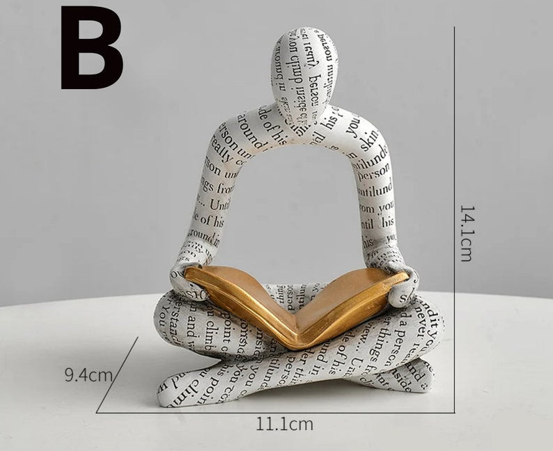Reading Woman Statue Resin Abstract Thinker Desktop Sculptures