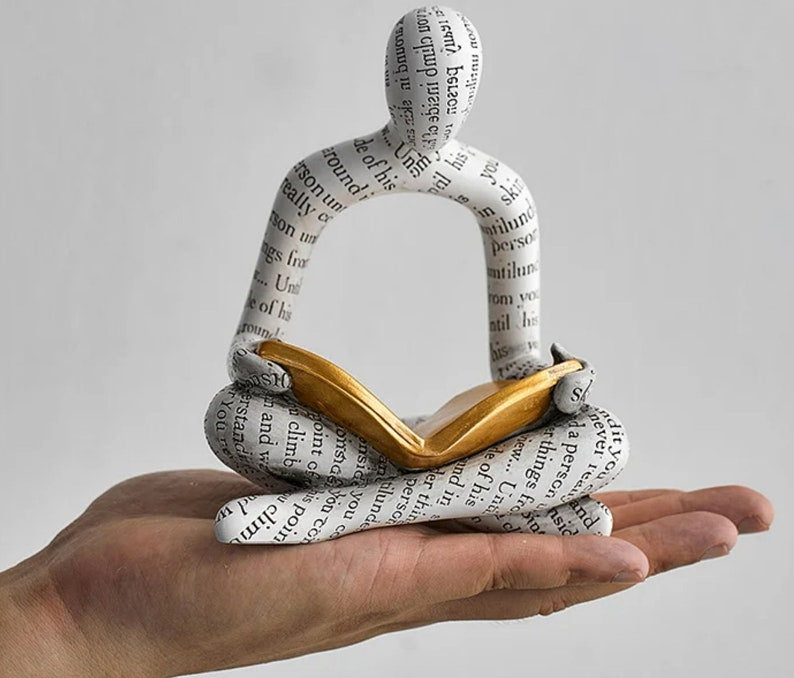 Reading Woman Statue Resin Abstract Thinker Desktop Sculptures