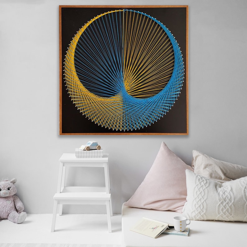 Abstract Decorative Painting Thread Painting Creative Home Furnishings Personalized Handmade Nail Thread Painting