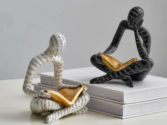 Reading Woman Statue Resin Abstract Thinker Desktop Sculptures