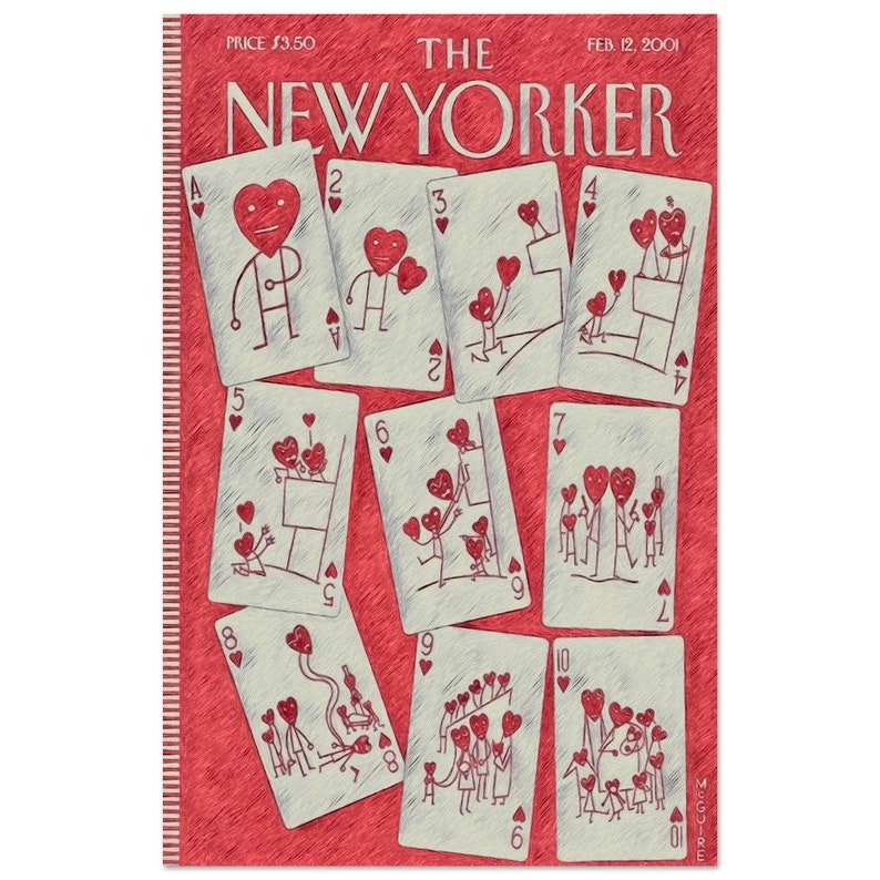 The New Yorker, Hand Drawn Artwork, Valentines Day Inspired, Playing Cards, Premium Matte Paper Poster