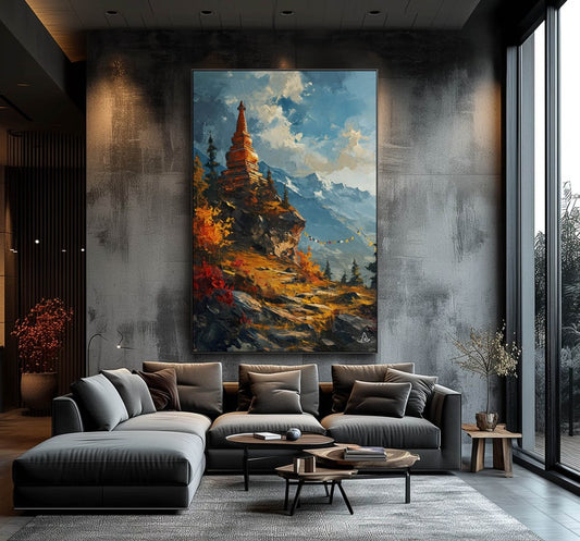 digital painting of Himalayan landscape, large prints, wall print, master collection, Tibet, Nepal