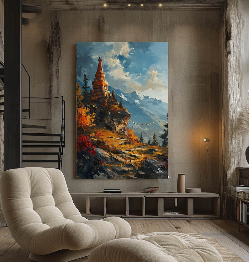 digital painting of Himalayan landscape, large prints, wall print, master collection, Tibet, Nepal