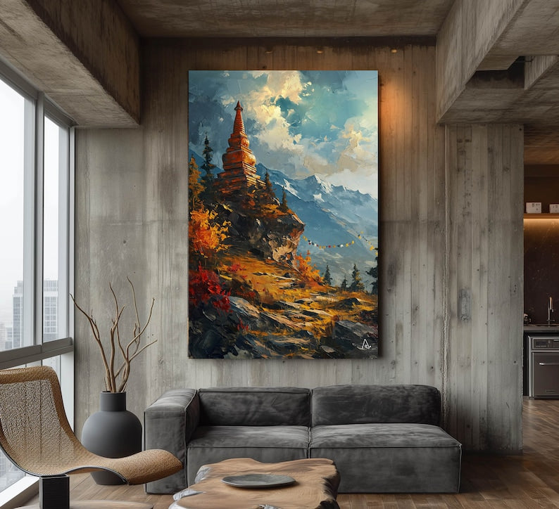 digital painting of Himalayan landscape, large prints, wall print, master collection, Tibet, Nepal