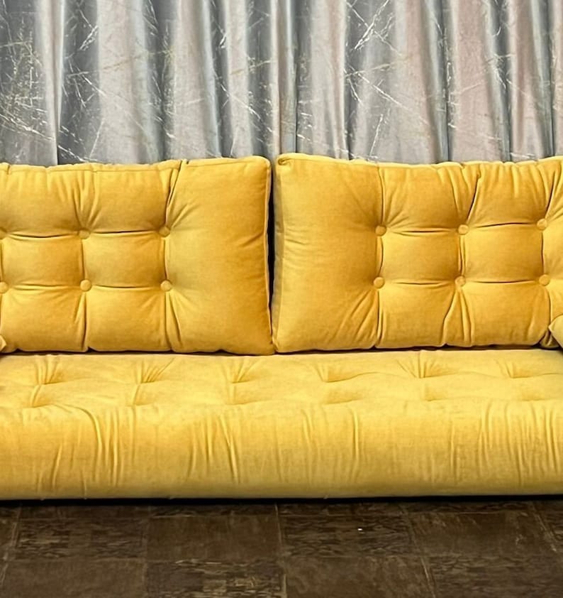 Velvet sofa Velvet floor couch Floor couches , Velvet couches with insert, Boucle couch , included 2 arm rest & 2 back pillows