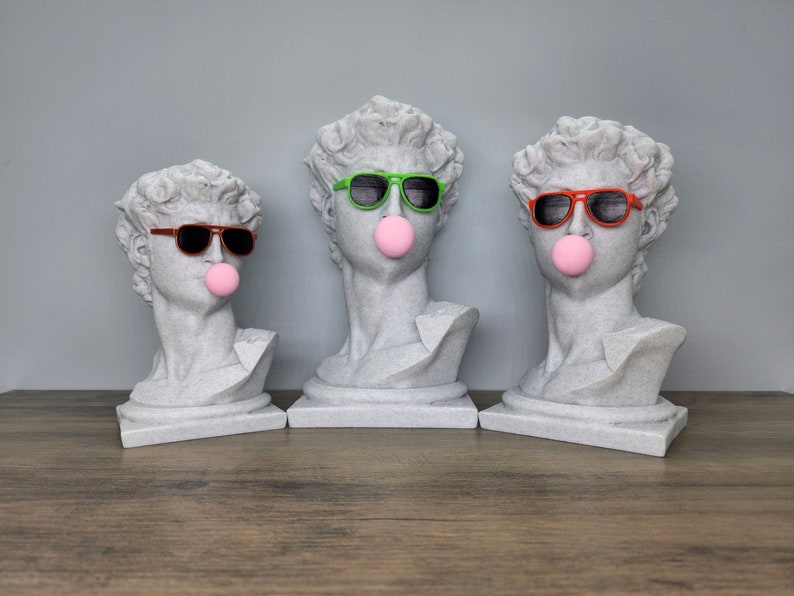 Michelangelo's David Bust with custom color glasses