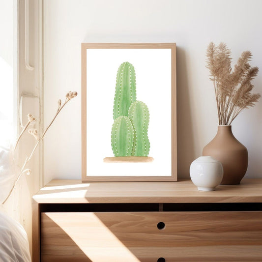 Watercolor Cactus Painting - Decorative Art for Living Room, Vibrant Home Decoration, Creative and Unique Gift