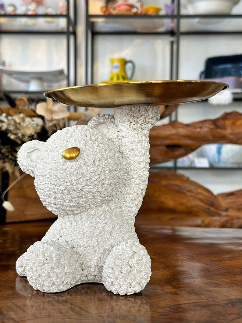 Bear statue / sculpture cute bear with tray
