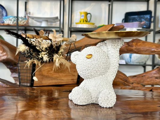 Bear statue / sculpture cute bear with tray