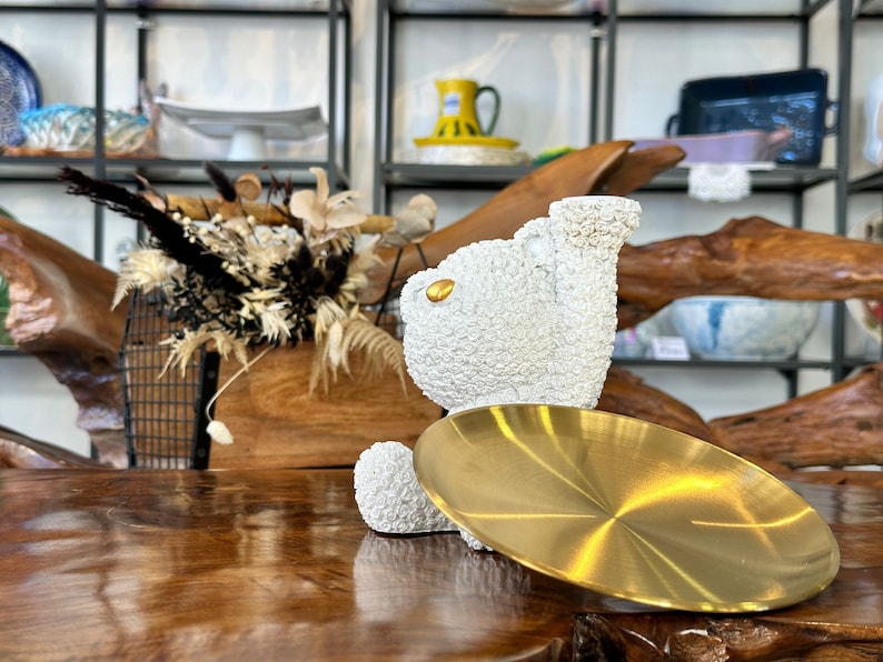 Bear statue / sculpture cute bear with tray