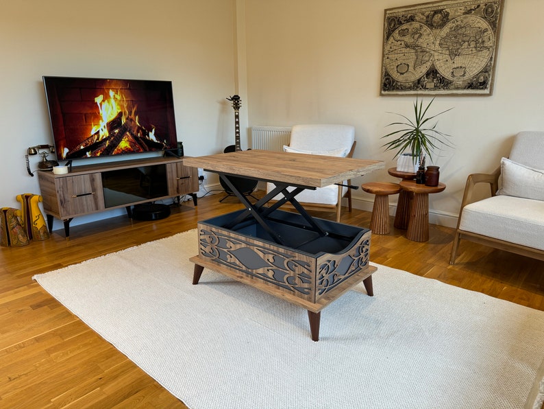 Extendable coffee table, Lift top coffee table, Rustic coffee table