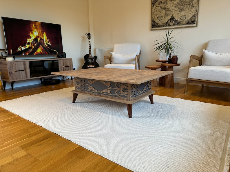 Extendable coffee table, Lift top coffee table, Rustic coffee table