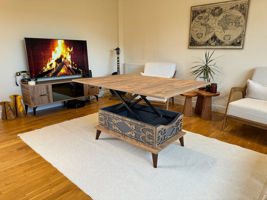 Extendable coffee table, Lift top coffee table, Rustic coffee table