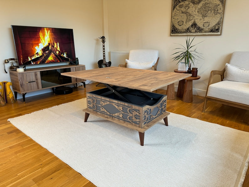 Extendable coffee table, Lift top coffee table, Rustic coffee table
