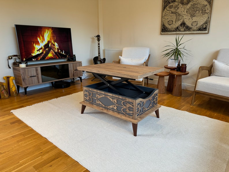 Extendable coffee table, Lift top coffee table, Rustic coffee table