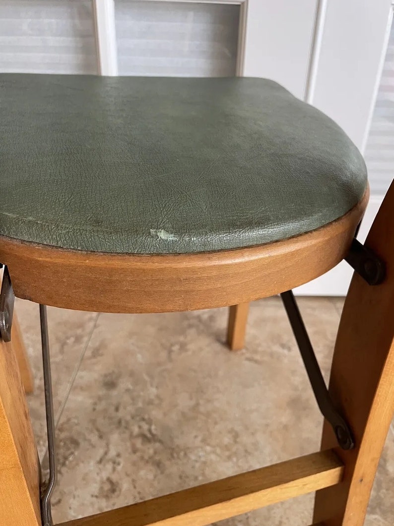 Vintage 1950's Stakmore maple folding chairs with original tag