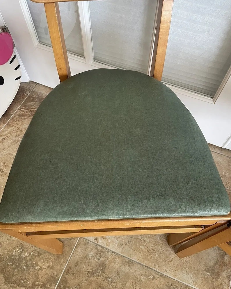 Vintage 1950's Stakmore maple folding chairs with original tag