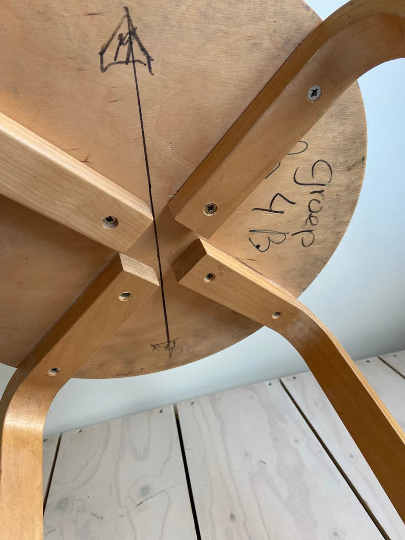Jufhamvintage- vintage stool in Aalto for Artek style- Ikea Frosta- heavy birch stool with a white seat 1